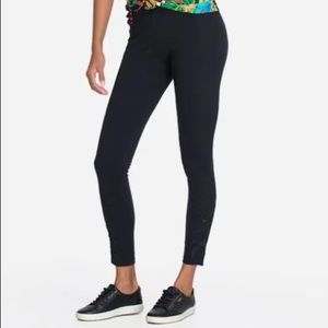 Johnny Was Black Leggings with Black Embroidery